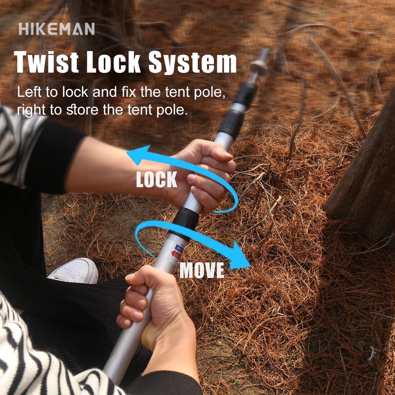HIKEMAN أعمدة خيمة HIKEMAN أعمدة تخييم لغطاء الشمس والبرج والظل (2 قطع، فضي) - Image 4